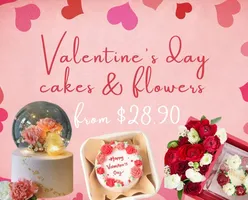 Valentine’s Day Gifts: Cakes & Flower Bouquets from $28.90